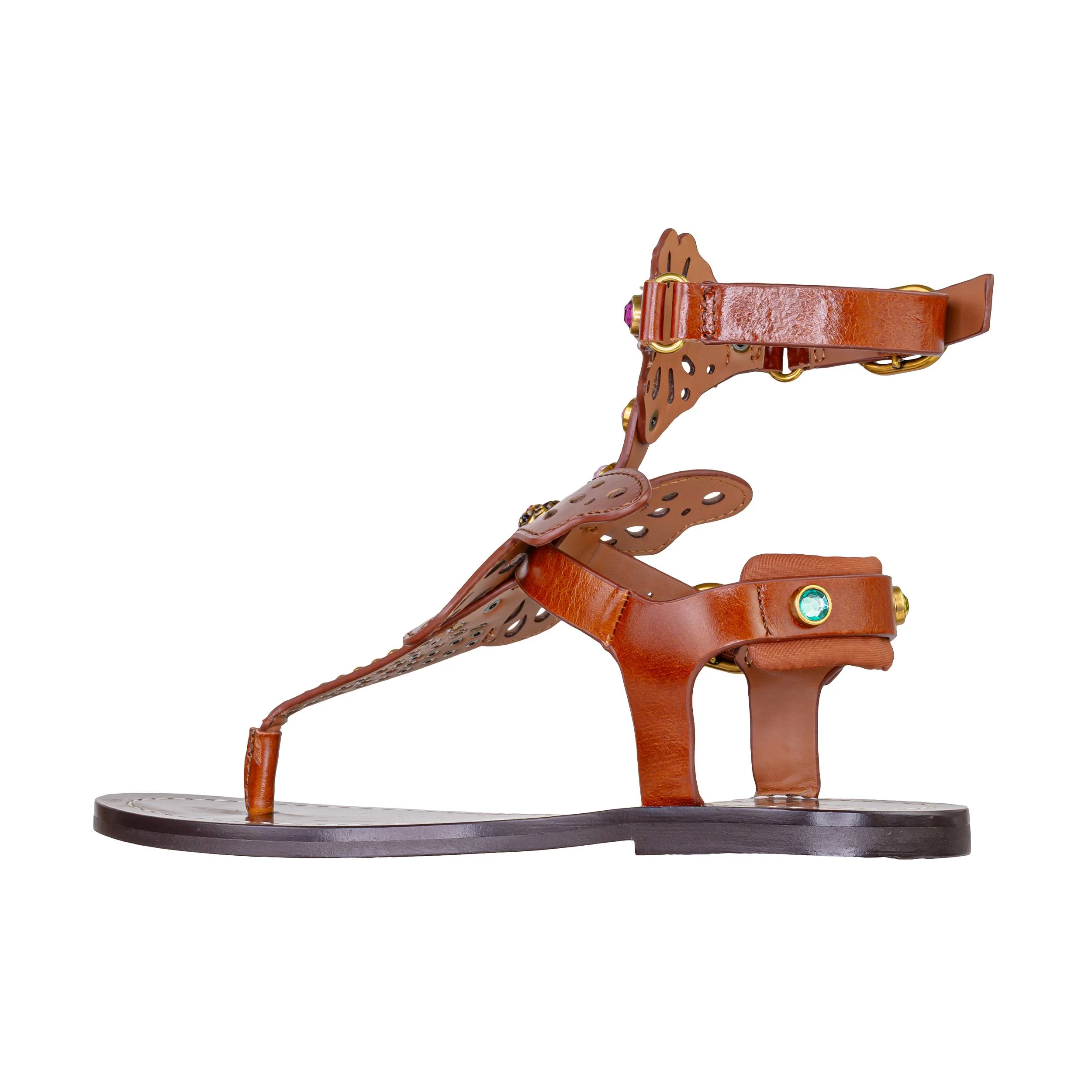 KURT GEIGER LONDON BOHO BUTTERFLY GLADIATOR BROWN LEATHER - Image 4