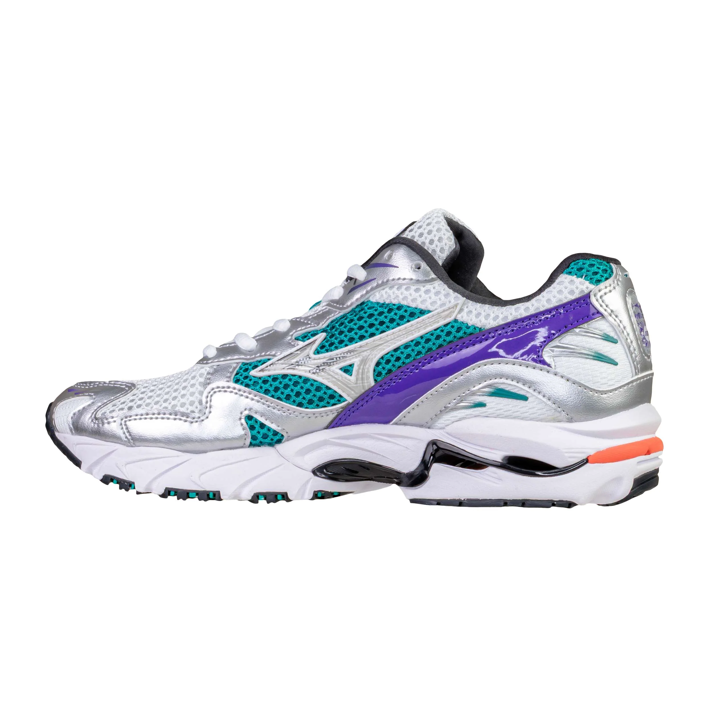 MIZUNO WAVE RIDER 10 WHITE/SILVER/TEAL BLUE - Image 3
